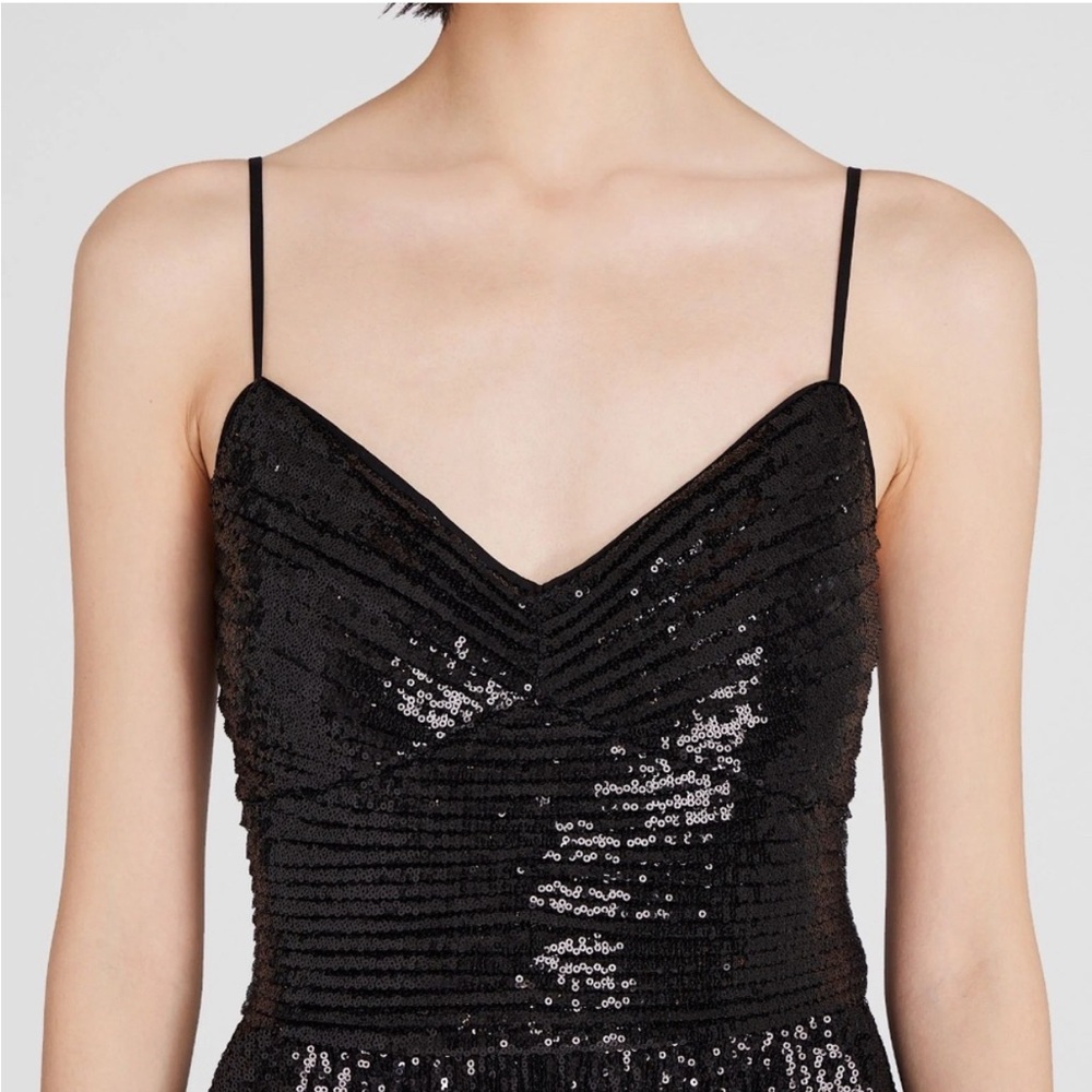 Club Monaco Black Sequin Pleated Maxi Dress ✨ size 8 - Picture 3 of 9